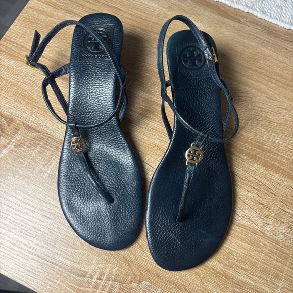 Tory Burch Shoes - Tory Burch Emmy Demi Wedge Sandal Size 11 Navy Blue